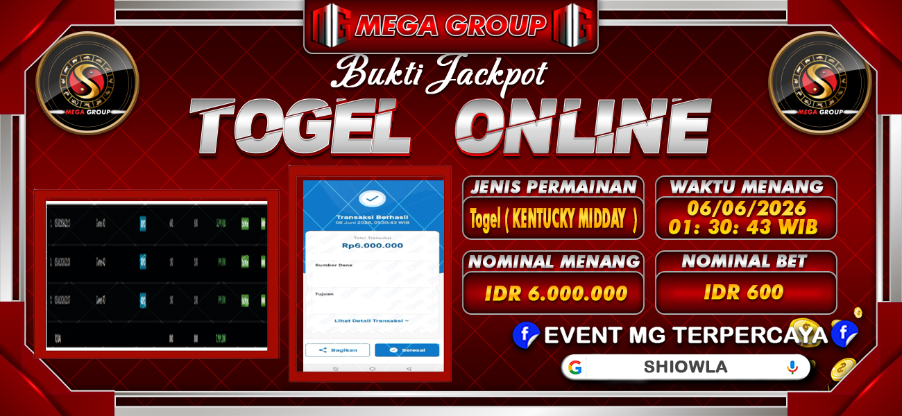 Bukti JP situs Shiowla hari Sabtu, 06 Juni 2026