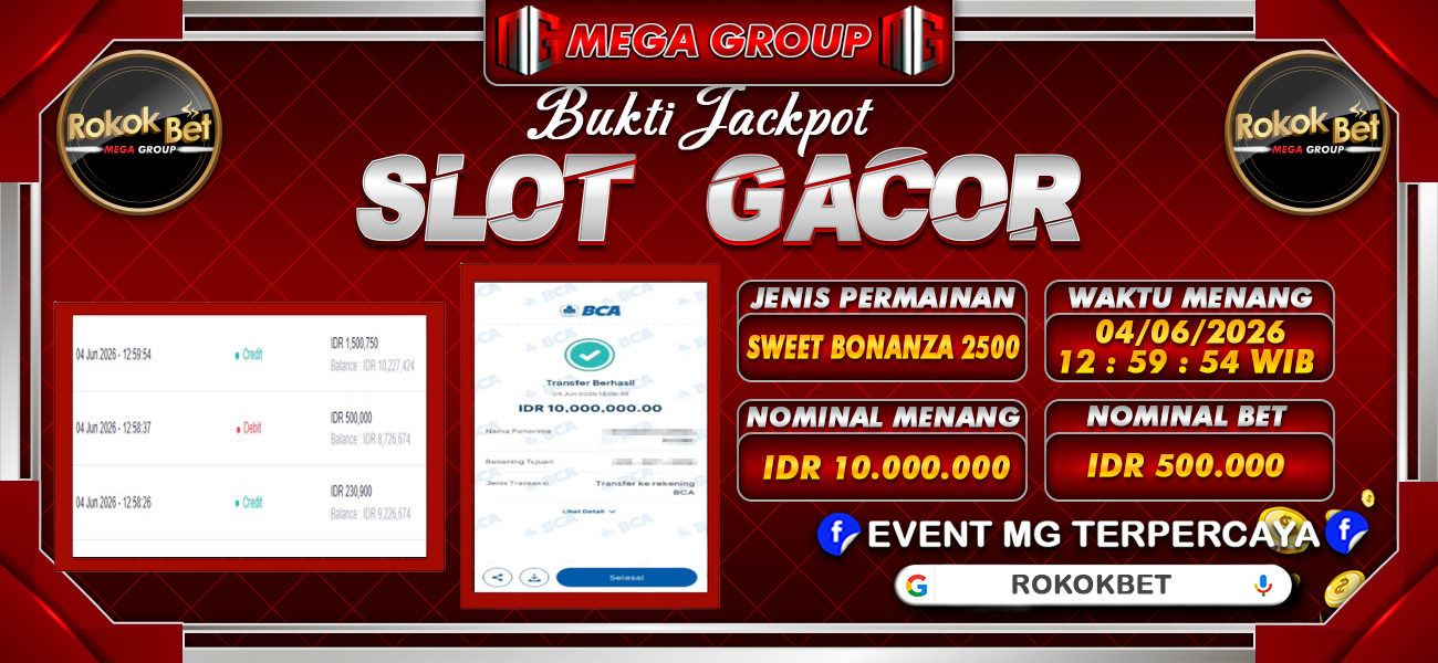 Bukti JP situs Rokokbet hari Jumat, 05 Juni 2026